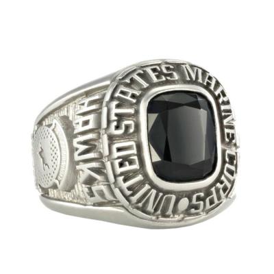 China Wholesale Black Gemstone Marine Corps Jewelry Vintage Customized Ring Military Ring for sale