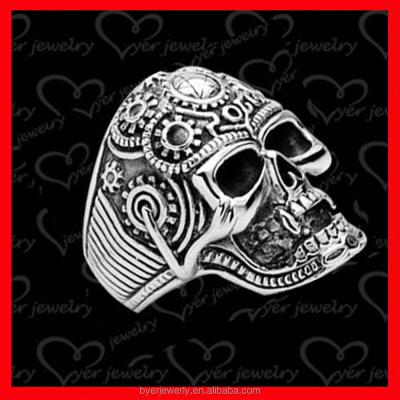 China Engraving Logos Or Slogans Be Good Men Customizable Polished Stainless Steel Skull Ring For Sale for sale