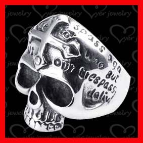 China Mens Hot Sale Stainless Steel Skull 925 Sterling Silver Ring for sale