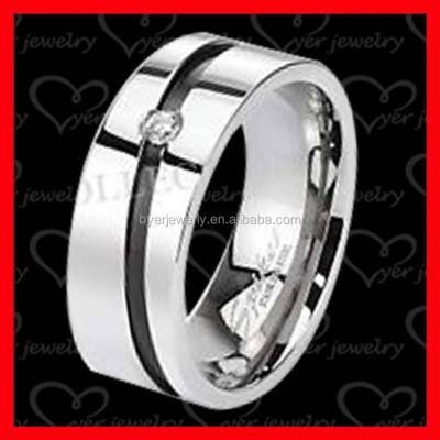 China Stainless Steel Fashion Stainless Steel Jewelry Men's Ring With Diamond Setting for sale