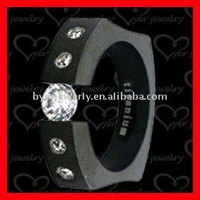 China Stainless Steel Black Men's Stone Rings for sale