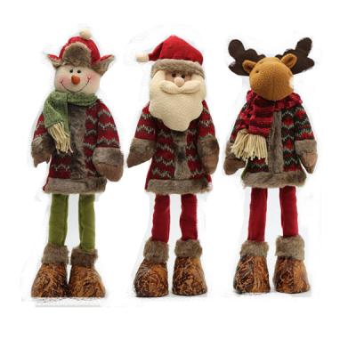 China Plush New Christmas Window Ornaments Stretch Santa Claus Snowman Elf Doll Window Display Doll for sale