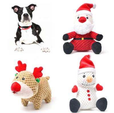 China Sustainable Squeaky Dog Toys For Christmas Pet Gifts Santa Snowman Deer Dog Durable Stuffed Chew Toy for sale