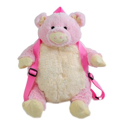 China camping & Expanding Plush Shoulder Backpack Stuffed Pig Soft Schoolbag for sale