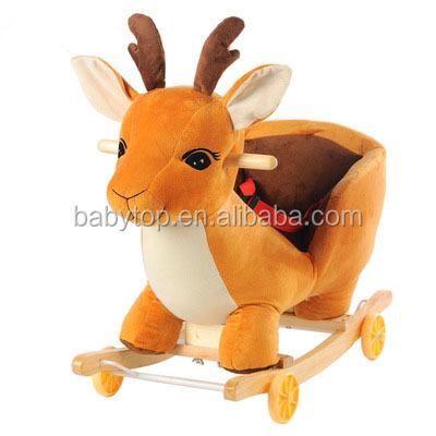 China Lovely Functional Music Stuffed Plush Toys Baby Rocking Horse Toy With Wheels for sale