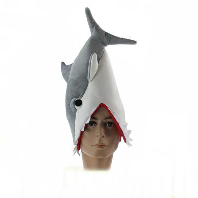 China Anti-Apnea Shark Plush Hat Novelty Aquarium Shark Stuffed Plush Hat Cosplay Hat Halloween Party Hat For Adult for sale