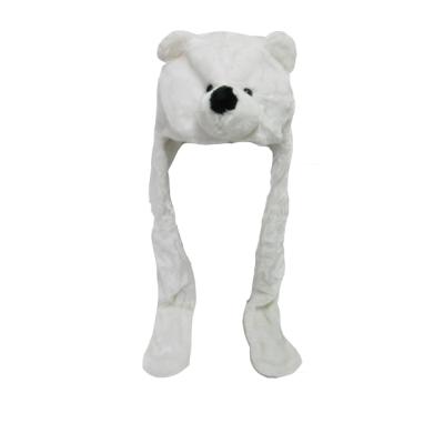 China JOINT Cute Polar Bear Plush Hats With White Mittens for sale