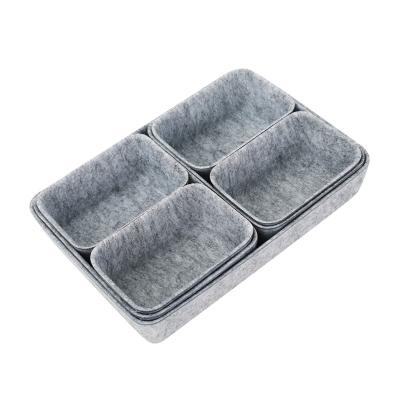 China Durable Custom House Suction Dividers Felt Drawer Organizer Box Felt Storage Baskets Felt Collapsible Storage Cube Bin for sale