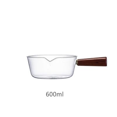 China Disposable heat-resistant glass transparent wooden noodle bowl ramen handle household fruit salad bowl can be heated for sale