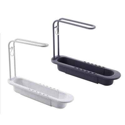 China Telescopic Kitchen Tools Sink Rack Storage Basket Sink Drain Towel Rack Soap Sponge Kitchen Durable Viable Storage for sale