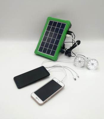 China Solar Home Lighting System Home Light Home Charger For Mobile Phone With Battery And 2 Lamps for sale