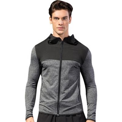 China Anti-wrinkle fashion mens sports casual fitness running training jacket windproof hoodies tight fitting patchwork gym sportswear with zipper for sale