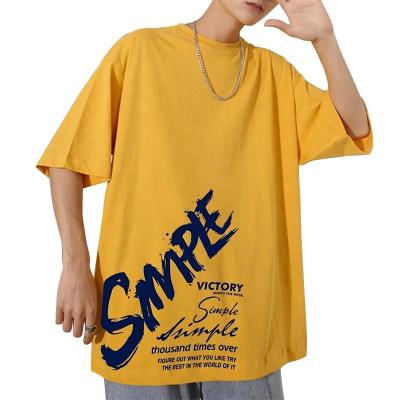 China Breathable Fashion Design Cotton Short Sleeve Anti-Wrinkle Hop O-Neck Casual Shirt Oversized Hip Shirt Letter Print T-Shirt For Men for sale