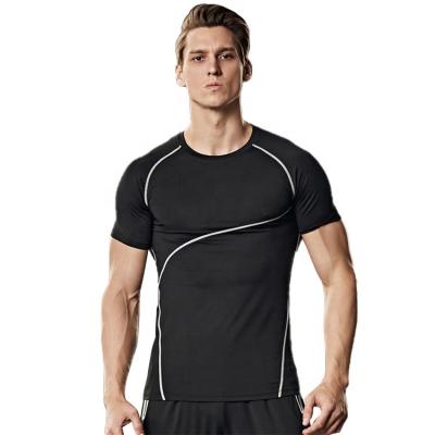 China Anti-wrinkle fashion summer men's workout clothes short sleeved t-shirt sports tight-fitting t-shirts men's running t-shirt for men for sale