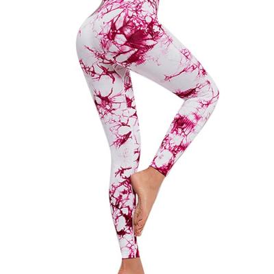 China Four-way stretch new fashion design female tie dye printed yoga pants high-waist fitness yoga running leggings for women for sale