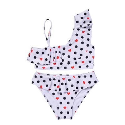 China Breathable Children's Swimsuit Split Sling Bikini Ruffled Girls Swimwear Cartoon Dot Swimwear For Girls for sale