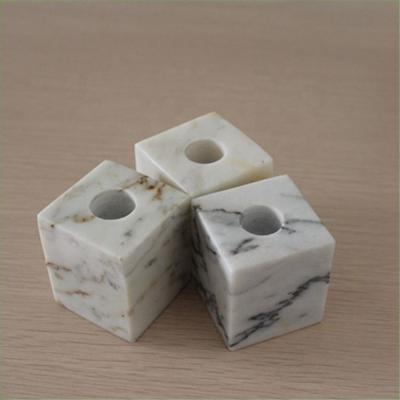 China Natural White Marble Candle Holder Candle Jars Stone Candle Holder for sale