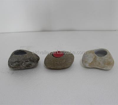 China Home decoration natural pebble candle holder/candlr stone jars /pebble candle holder for sale