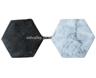 China Hexagon Sustainable Marble Coasters With Various Color for sale