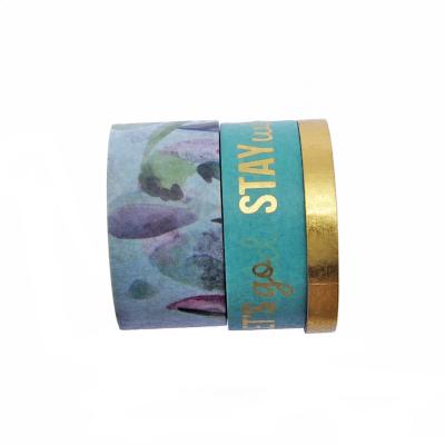 China Waterproof Custom printed assorted design Waterproof diy single japanese foil masking washi paper set custom washi tape for sale