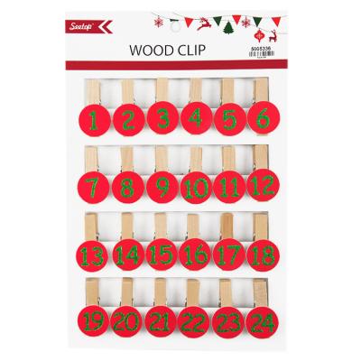 China Numbers Cut Mini Cute Fashion Creativity Christmas Number Fom Clip Note Photo Wooden Clip 24Pcs 1 to 24 for sale