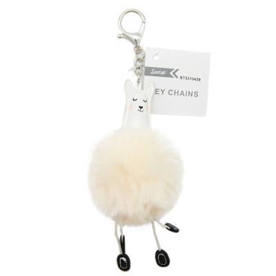 China Lovely Plush Llama Pompom Pompom Key Chain Furball Key Chain For Girl for sale