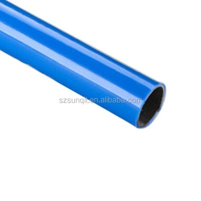 China OIL PIPE Blue Colored Material Shelf Used PE ABS Coated Pipe For Workbench Worktable Rack System for sale