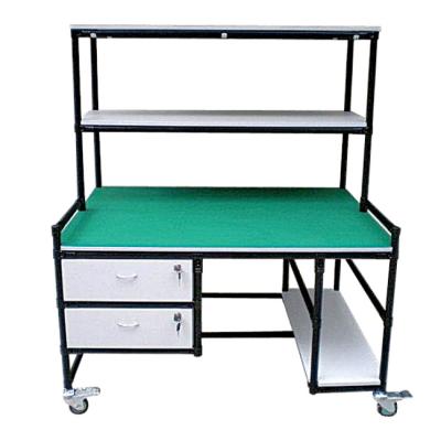 China Structure Pipe Workbench For Industrial Assembly Line Aluminum Type Workshop Table OEM Worktable With Drawer for sale