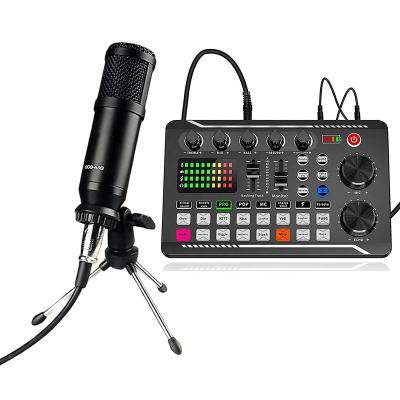 China Professional live podcast recording karaoke equipment studio microphone bm800 F998 microphone and sound card multi-channel mixing set for sale