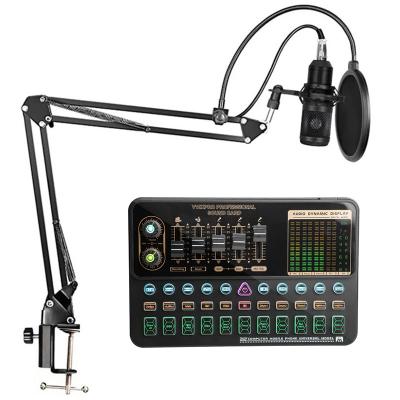 China bm800 MIC USB V10 pro handheld microphone sound card v300 set professional studio recording sound card condenser microphone for mobile phone for sale