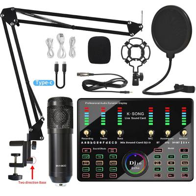 China Microphone BM 800 MIC USB dj10 handheld sound card set professional studio recording mixer bm800 condenser microphone karaoke microphone for sale