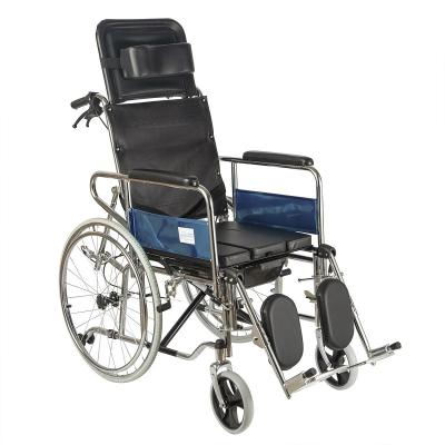 China For the disabled to use outdoor and inddor. High Back Recline Back Foldable Commode Manual Wheelchairs for sale