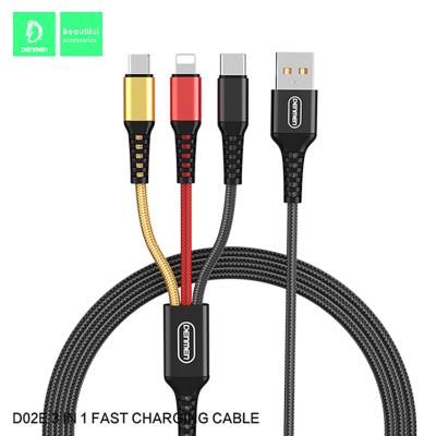 China PVC 2.4A 3 In 1 Charging Cable Fast Nylon Braided Usb Cable Data Line for sale