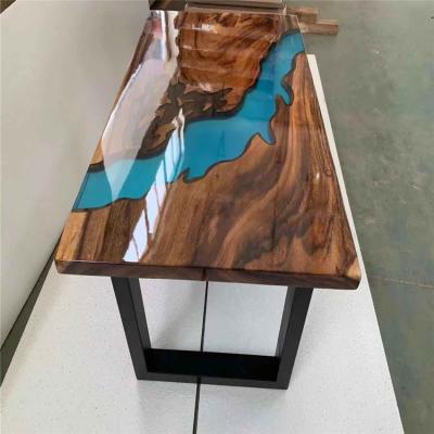 China Epoxy Resin Table River Slab Restaurant Wood Restaurant Solid Wood Clear Cafe Dining Table for sale