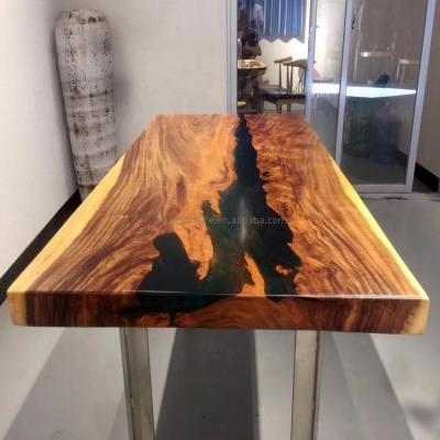 China Factory supply solid wood natural living top edge epoxy resin table wood table top slab wood top for sale