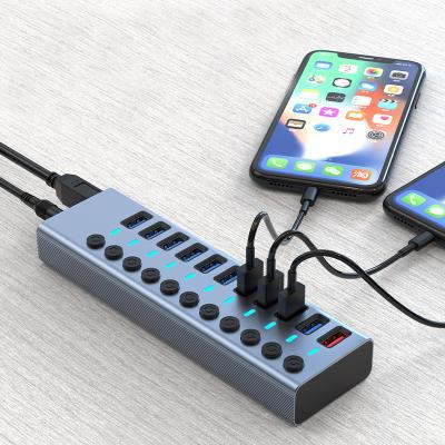 China 11 Port Charger Hub With 3.0 PC 5Gbps 5/8/11 Port USB 3.0 Hub Power Switch Charging Independent Splitter Extension 11 Port USB 3.0 for sale