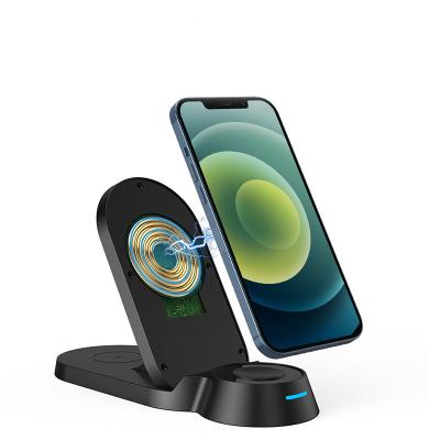 China Quick Charge 3 in 1 Wireless Charger Station 15w Phone Charging Portable 15W 3 in 1 Universal Mobile Phone Qi Fast Wireless Charger for Watch for Air-pods for sale