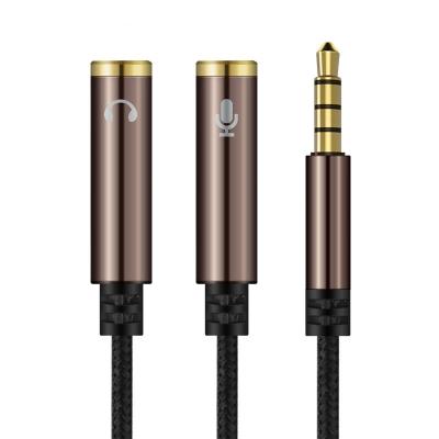 China hot sale 3.5mm Jack Stereo 2 audio aux cable. female to the most durable audio aux y-adapter. 2 splitter cable female with mic for headphone for sale