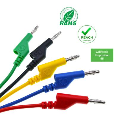 China Electronic Stackable Instrument 4MM Banana Plug Cable To Banana Plug Cable And Clip Test Lead for sale