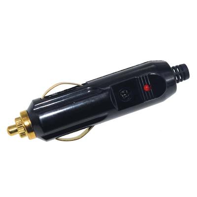 China Car 12V Automotive Male Cigarette Socket Gold Plug Lighter Connector With Red Fuse LED Cigar Lighter for sale