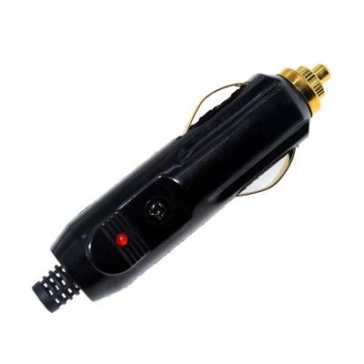 China Car 12V Male Automotive LED Cigarette Lighter Plug Golden Electric Cigarette Lighter Plug Connector Outlet for sale