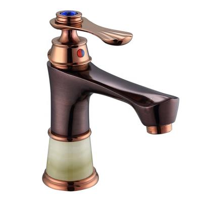 China Yile Bathroom Faucet Single Handle Brass Bathroom Faucet With Jade for sale