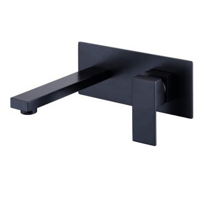 China Yile High Quality Single Lever Basin Mixer Taps Wall Mounted Metered Bathroom Faucet Black for sale