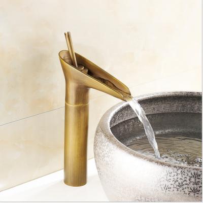 China Metered Faucets Single Handle Basin Mixer Bathroom Tall Waterfall Antique Faucet for sale