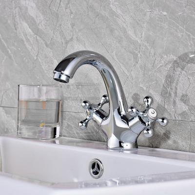 China Popular Faucets Single Handle Double Hole Brass Metered Basin Faucet for sale