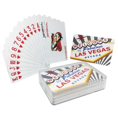 China Entertainment GS-18164 Plastic Custom White Las Vegas Gambling Cards PVC Poker Souvenirs/Gifts/Cards for sale