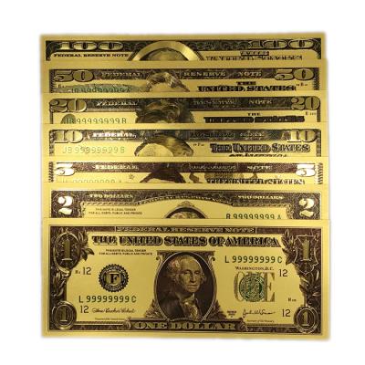 China GS-18201 1-100$ Gold Dollar Bills Waterproof / Stable / Environmental Gold Plated Gambling Set Bills for sale