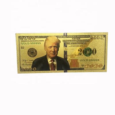 China GS-18209 Waterproof / Stable / Environmental PET Gambling Money Gold Plated Trump Banknotes for sale