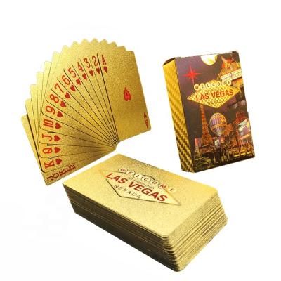 China Souvenirs / Gifts / Entertainment GS-18013 Customized PET+Gold Foil Poker Card Waterproof Gold Playing Card for sale