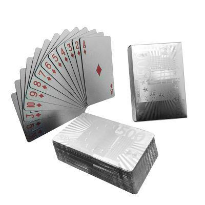 China GS-18042 High Quality Silver Aluminum Foil Game Poker Waterproof Souvenirs / Gifts / Cards For Entertainment for sale